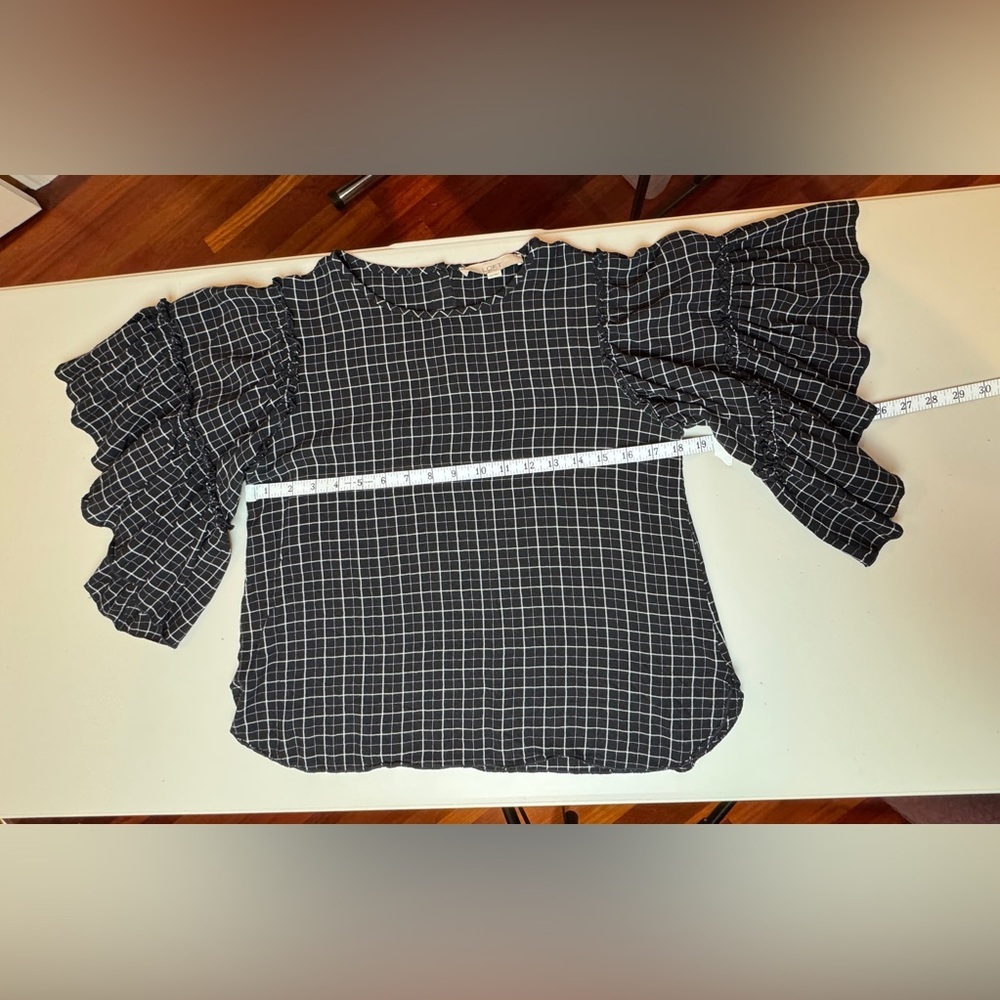Loft Bell Sleeve Ruffle Plaid Top - Picture 5 of 9